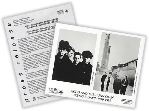 Echo & The Bunnymen Crystal Days: 1979-1999 media press pack US ECHPPCR192818