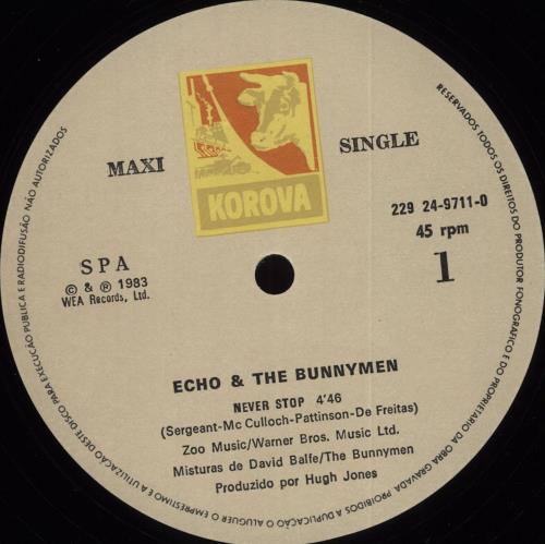Echo & The Bunnymen No Pares - Never Stop (Versao Discoteca) 12" vinyl single (12 inch record / Maxi-single) Portuguese ECH12NO709018