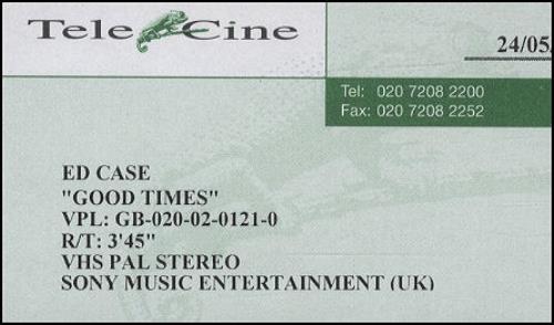 Ed Case Good Times video (VHS or PAL or NTSC) UK ECDVIGO245598