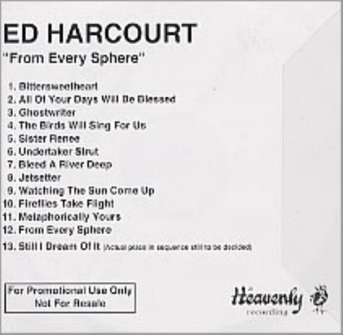 Ed Harcourt From Every Sphere CD-R acetate UK EDTCRFR235403