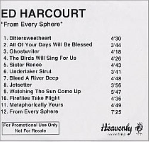 Ed Harcourt From Every Sphere CD-R acetate UK EDTCRFR240977