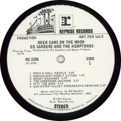 Ed Sanders Beer Cans On The Moon vinyl LP album (LP record) US ESDLPBE697681
