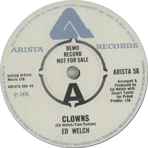 Ed Welch Clowns - A Label 7" vinyl single (7 inch record / 45) UK 5EW07CL662677