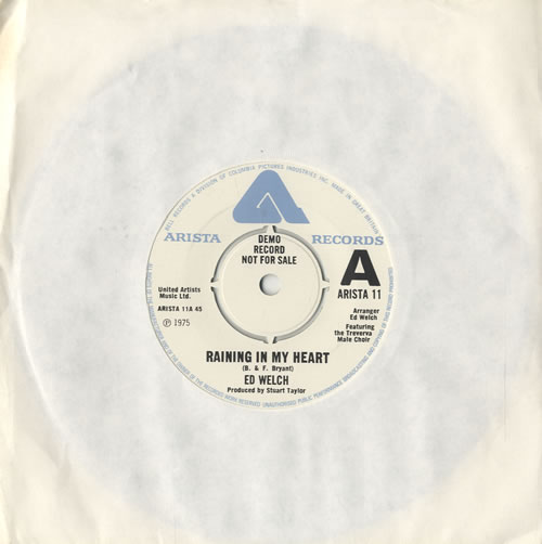Ed Welch Raining In My Heart 7" vinyl single (7 inch record / 45) UK 5EW07RA472783