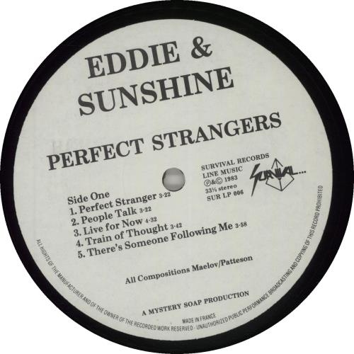 Eddie & Sunshine Perfect Strangers vinyl LP album (LP record) UK EIXLPPE558662