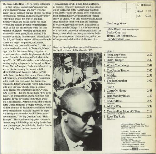 Eddie Boyd Five Long Years vinyl LP album (LP record) UK E/BLPFI820944