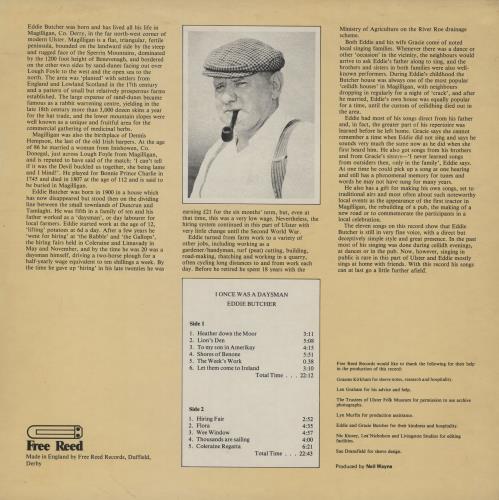 Eddie Butcher I Once Was A Daysman vinyl LP album (LP record) UK 2FGLPIO762275