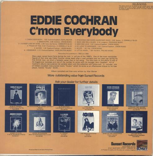 Eddie Cochran C'mon Everybody - Textured Sleeve vinyl LP album (LP record) UK EDCLPCM688892