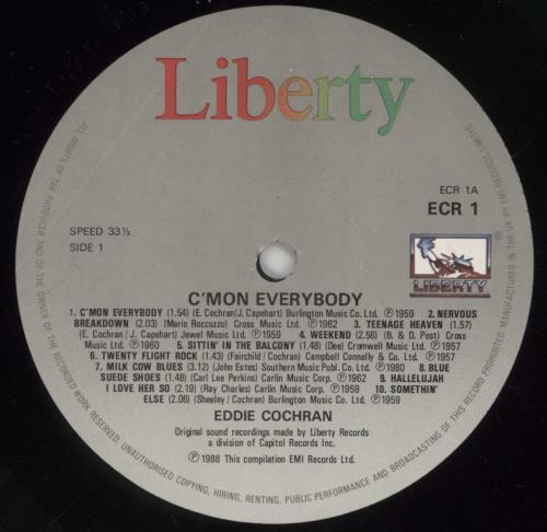 Eddie Cochran C'mon Everybody vinyl LP album (LP record) UK EDCLPCM453833
