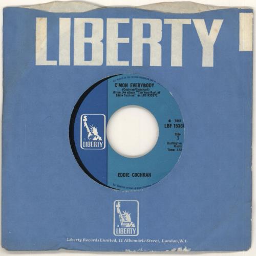 Eddie Cochran C'Mon Everybody 7" vinyl single (7 inch record / 45) UK EDC07CM572077