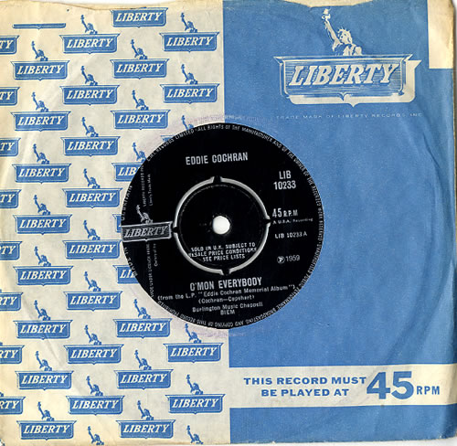 Eddie Cochran C'mon Everybody 7" vinyl single (7 inch record / 45) UK EDC07CM620812