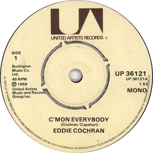 Eddie Cochran C'mon Everybody 7" vinyl single (7 inch record / 45) UK EDC07CM702858