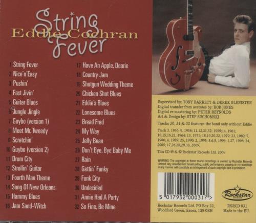 Eddie Cochran String Fever CD album (CDLP) UK EDCCDST835747
