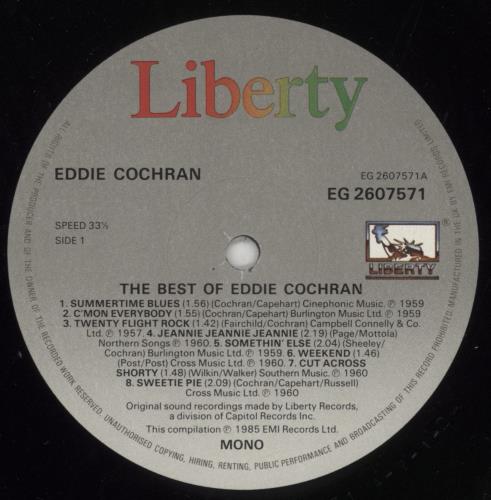 Eddie Cochran The Best Of Eddie Cochran vinyl LP album (LP record) UK EDCLPTH418231