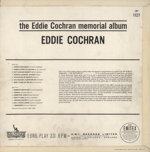 Eddie Cochran The Eddie Cochran Memorial Album vinyl LP album (LP record) UK EDCLPTH210366
