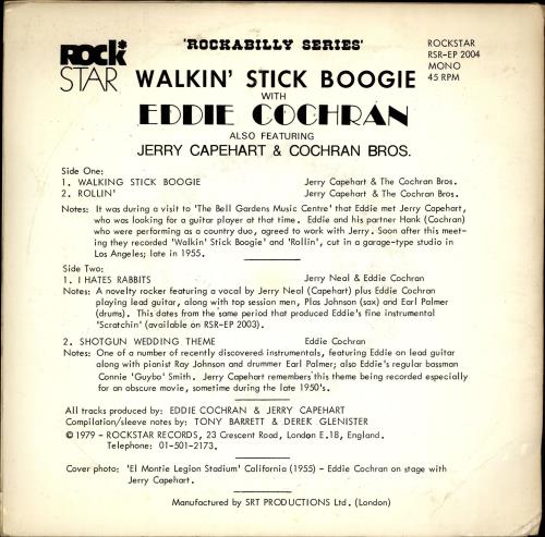 Eddie Cochran Walkin' Stick Boogie EP 7" vinyl single (7 inch record / 45) UK EDC07WA702865