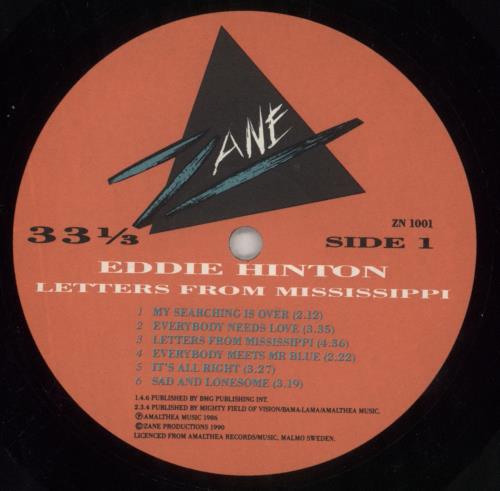Eddie Hinton Letters From Mississippi vinyl LP album (LP record) UK 8EGLPLE855946