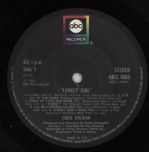 Eddie Holman Lonely Girl vinyl LP album (LP record) UK EDYLPLO456816