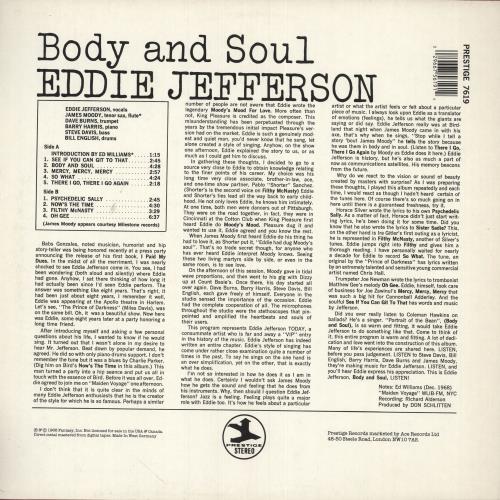 Eddie Jefferson Body And Soul vinyl LP album (LP record) UK E24LPBO746942