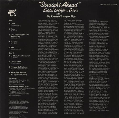 Eddie 'Lockjaw' Davis Straight Ahead vinyl LP album (LP record) UK EDVLPST631746