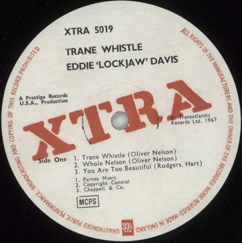 Eddie 'Lockjaw' Davis Trane Whistle vinyl LP album (LP record) UK EDVLPTR880847