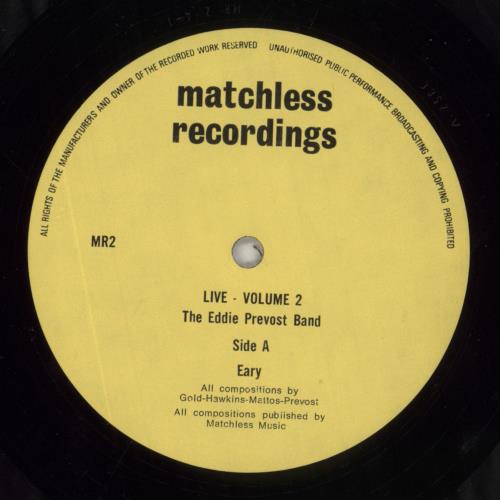 Eddie Pr�vost Live Volume 2 vinyl LP album (LP record) UK Q0DLPLI856090