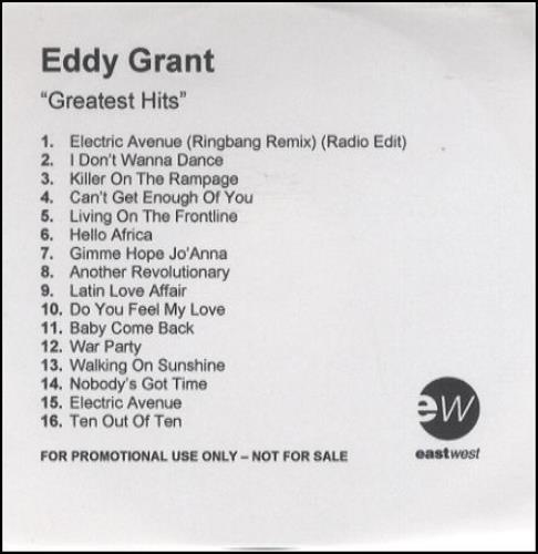 Eddy Grant Greatest Hits CD-R acetate UK EDGCRGR194815