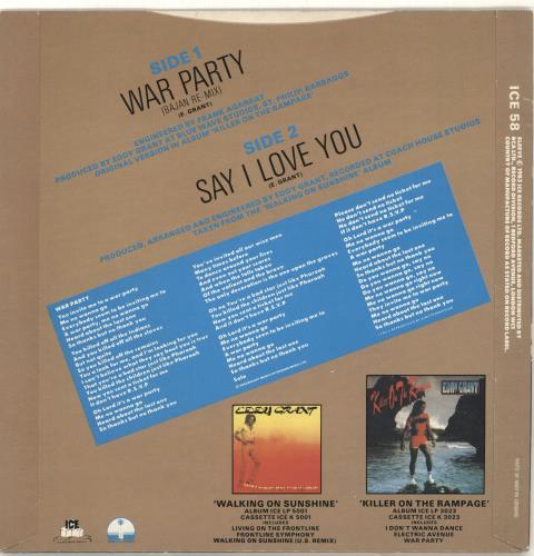Eddy Grant War Party - Bajan Re-Mix - Solid Centre 7" vinyl single (7 inch record / 45) UK EDG07WA690564
