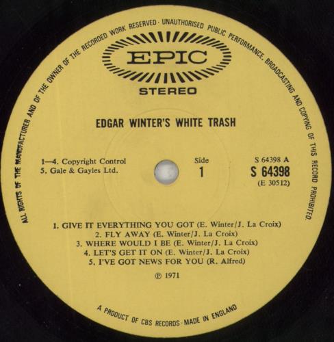Edgar Winter Edgar Winter's White Trash - EX vinyl LP album (LP record) UK EGWLPED573888