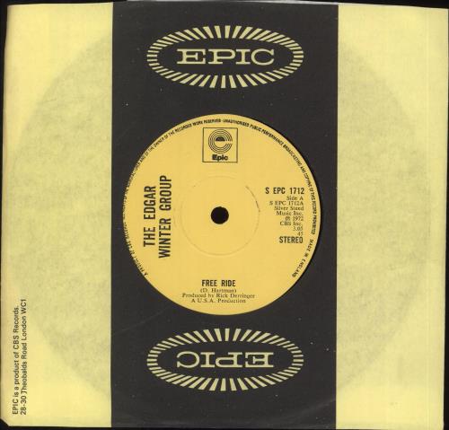 Edgar Winter Free Ride - Solid 7" vinyl single (7 inch record / 45) UK EGW07FR272869