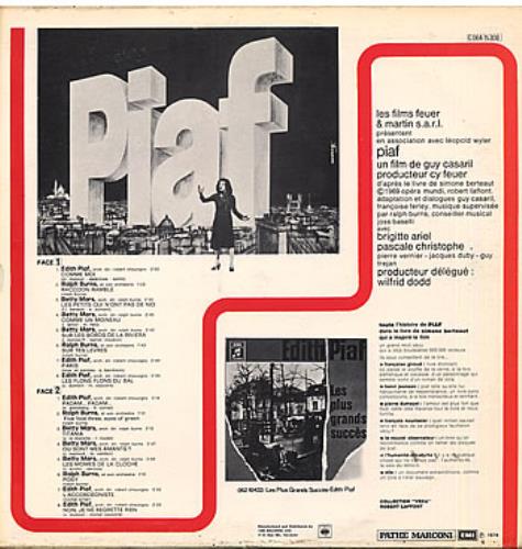 Edith Piaf Bande Sonore Originale Du Film vinyl LP album (LP record) Israeli EPFLPBA290579