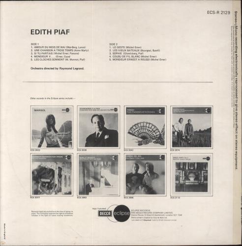 Edith Piaf Edith Piaf vinyl LP album (LP record) UK EPFLPED565384