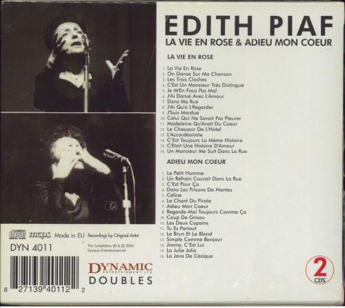 Edith Piaf La Vie En Rose & Adieu Mon Coeur - Sealed 2 CD album set (Double CD) UK EPF2CLA796422