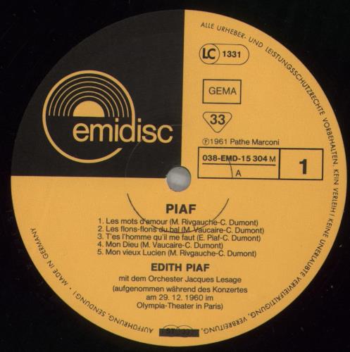 Edith Piaf Piaf vinyl LP album (LP record) Japanese EPFLPPI889245