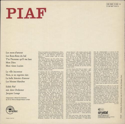 Edith Piaf Piaf vinyl LP album (LP record) Japanese EPFLPPI889245