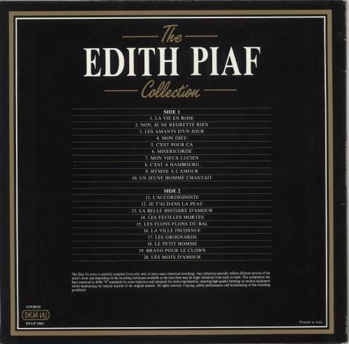 Edith Piaf The Edith Piaf Collection vinyl LP album (LP record) Italian EPFLPTH722983