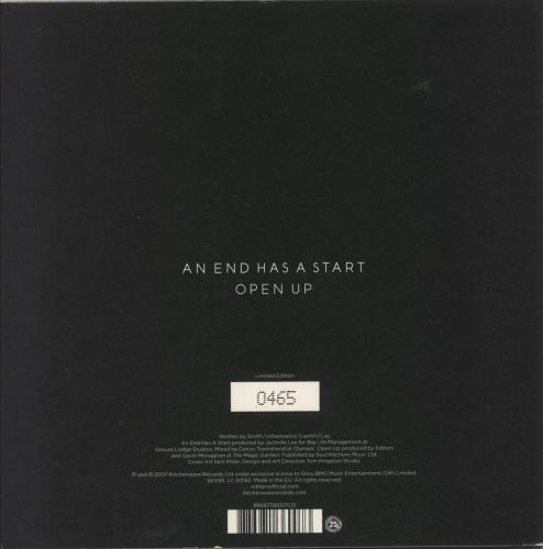 Editors An End Has A Start - Clear Vinyl 7" vinyl single (7 inch record / 45) UK EB707AN411951
