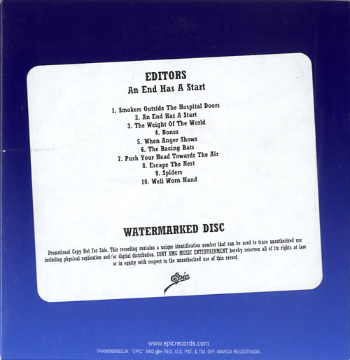 Editors An End Has A Start CD-R acetate US EB7CRAN550001