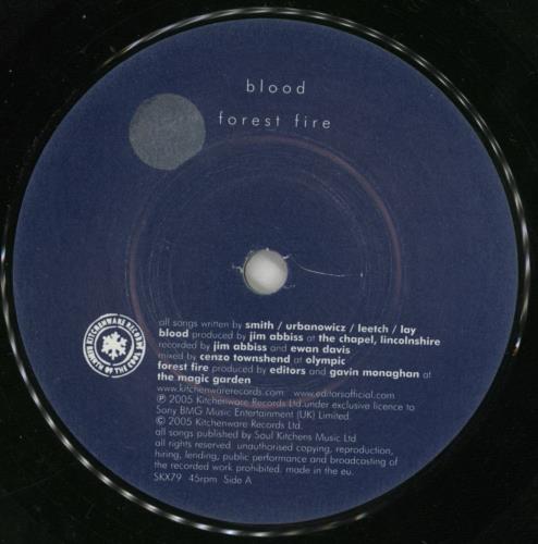 Editors Blood - 1st 7" vinyl single (7 inch record / 45) UK EB707BL328123