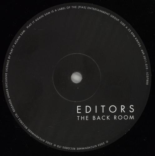 Editors The Back Room vinyl LP album (LP record) UK EB7LPTH799302