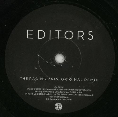Editors The Racing Rats 7" vinyl single (7 inch record / 45) UK EB707TH420044