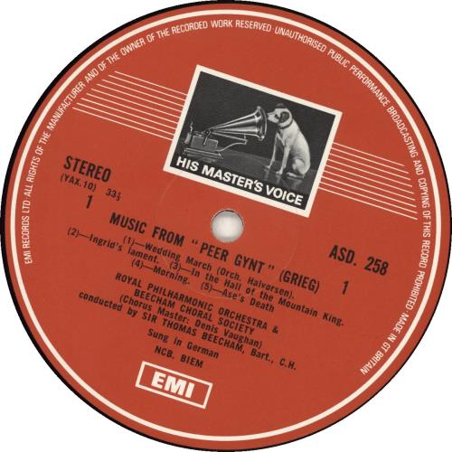 Edvard Grieg Music For Peer Gynt vinyl LP album (LP record) UK 1GRLPMU530511