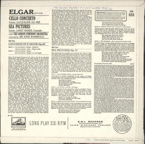 Edward Elgar Cello Concerto / Sea Pictures - 2nd vinyl LP album (LP record) UK EFDLPCE723488