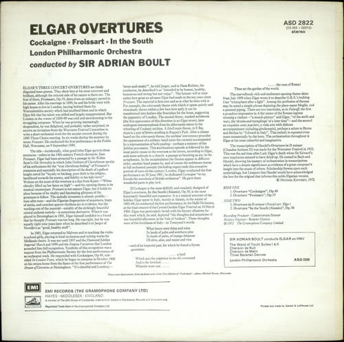 Edward Elgar Elgar Overtures vinyl LP album (LP record) UK EFDLPEL531290