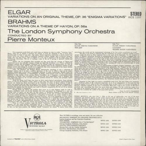 Edward Elgar Elgar: Enigma Variations / Variations On A Theme By Haydn vinyl LP album (LP record) UK EFDLPEL877773