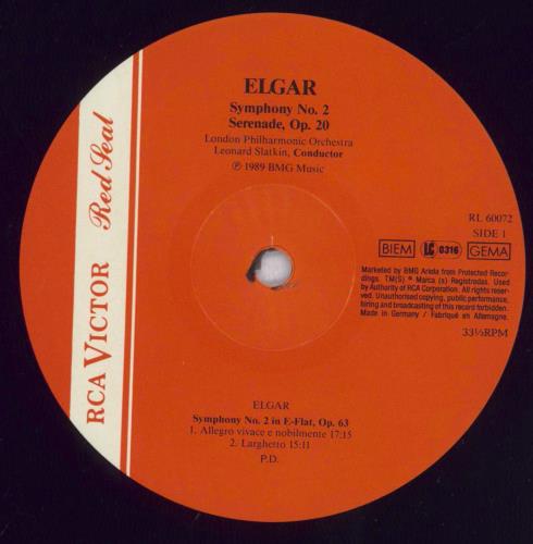 Edward Elgar Elgar: Symphony No. 2 / Serenade Op. 20 vinyl LP album (LP record) German EFDLPEL833469