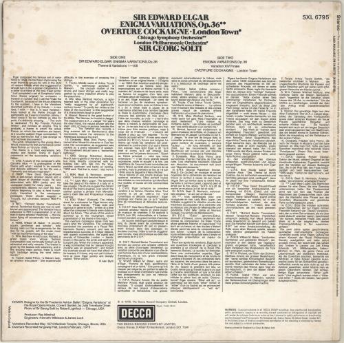 Edward Elgar Enigma Variations, Overture Cockaigne - London Town vinyl LP album (LP record) UK EFDLPEN703429