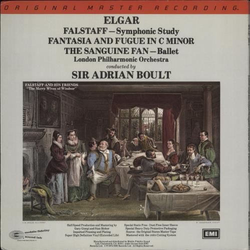 Edward Elgar Falstaff - Symphonic Study / The Sanguine Fan - Ballet / Fantasia And Fugue In C Minor 2-LP vinyl record set (Double LP Album) US EFD2LFA714922