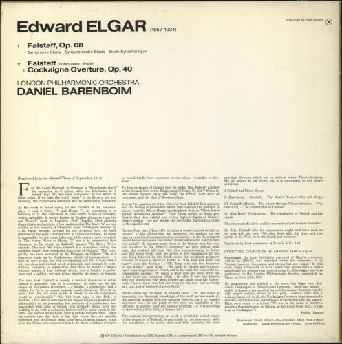 Edward Elgar Falstaff, Op. 68 / Cockaigne Overture, Op. 40 vinyl LP album (LP record) German EFDLPFA857891