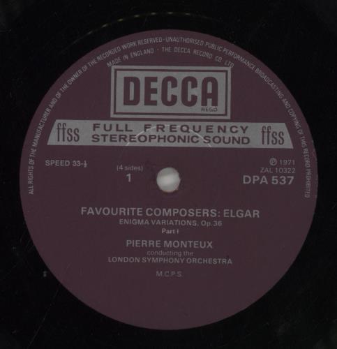 Edward Elgar Favourite Composers 2-LP vinyl record set (Double LP Album) UK EFD2LFA524690